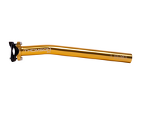 A metallic gold bicycle headset and stem set by Thomson, featuring a black collar, shown against a plain white background.