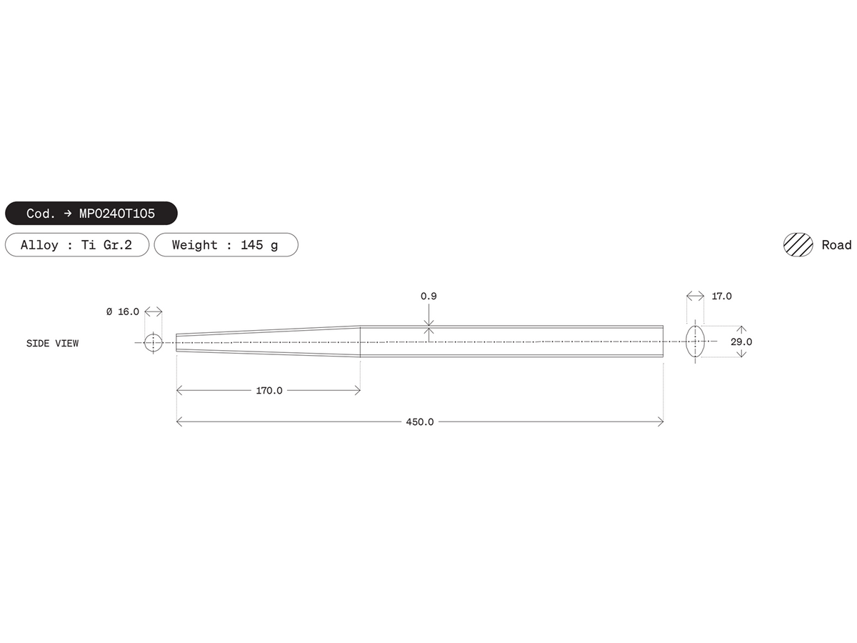 Dedacciai Titanium Chain Stay, 24.0 x 450 - Oval