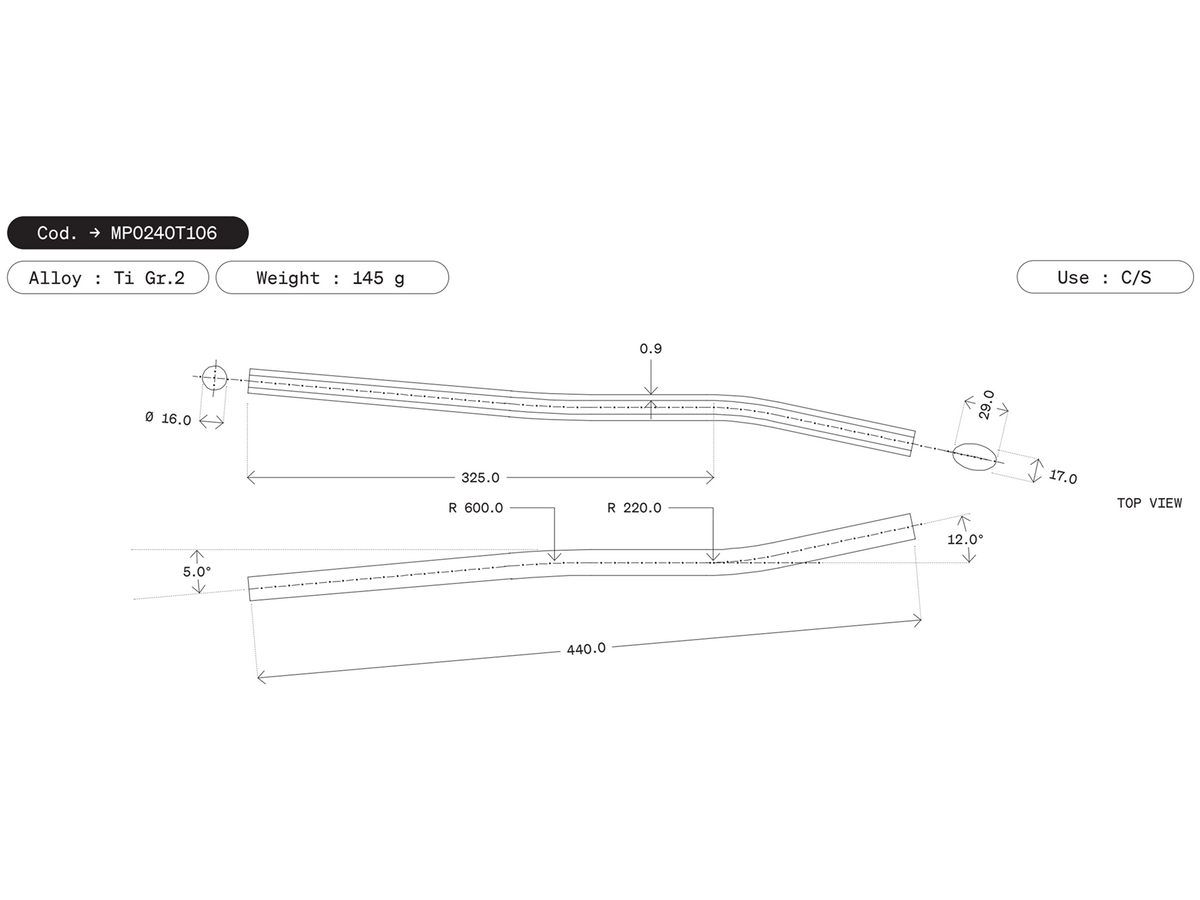 Dedacciai Titanium Chain Stay, 24.0 x 440
