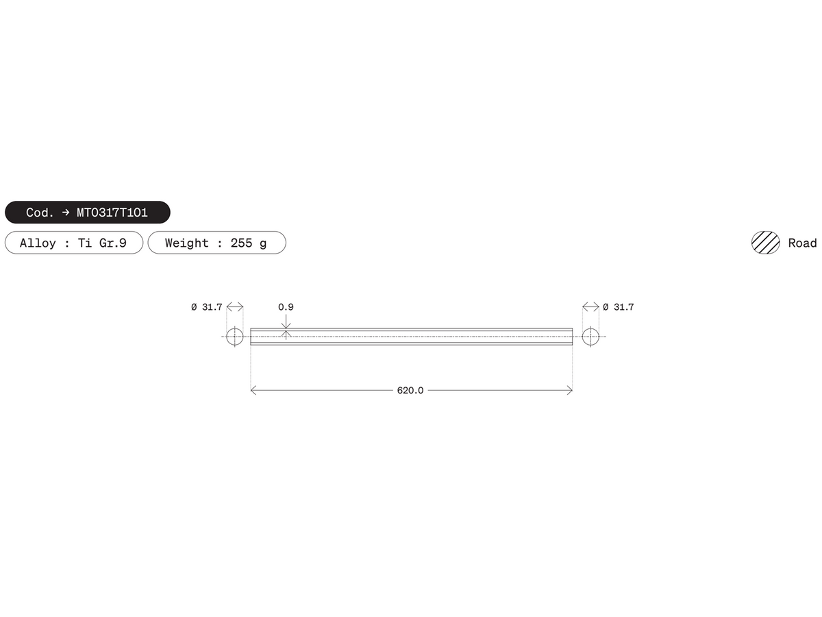 Dedacciai Titanium Top Tube, 31.7 x 620