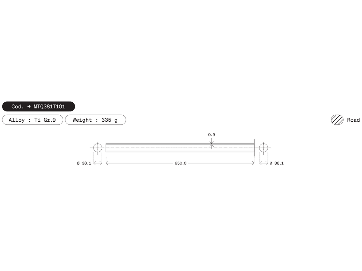 Dedacciai Titanium Down Tube, 38.1 x 650