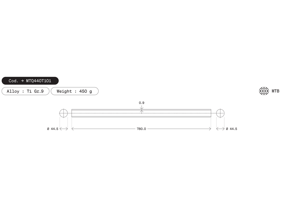 Dedacciai Titanium Down Tube, 44.5 x 780 - Round