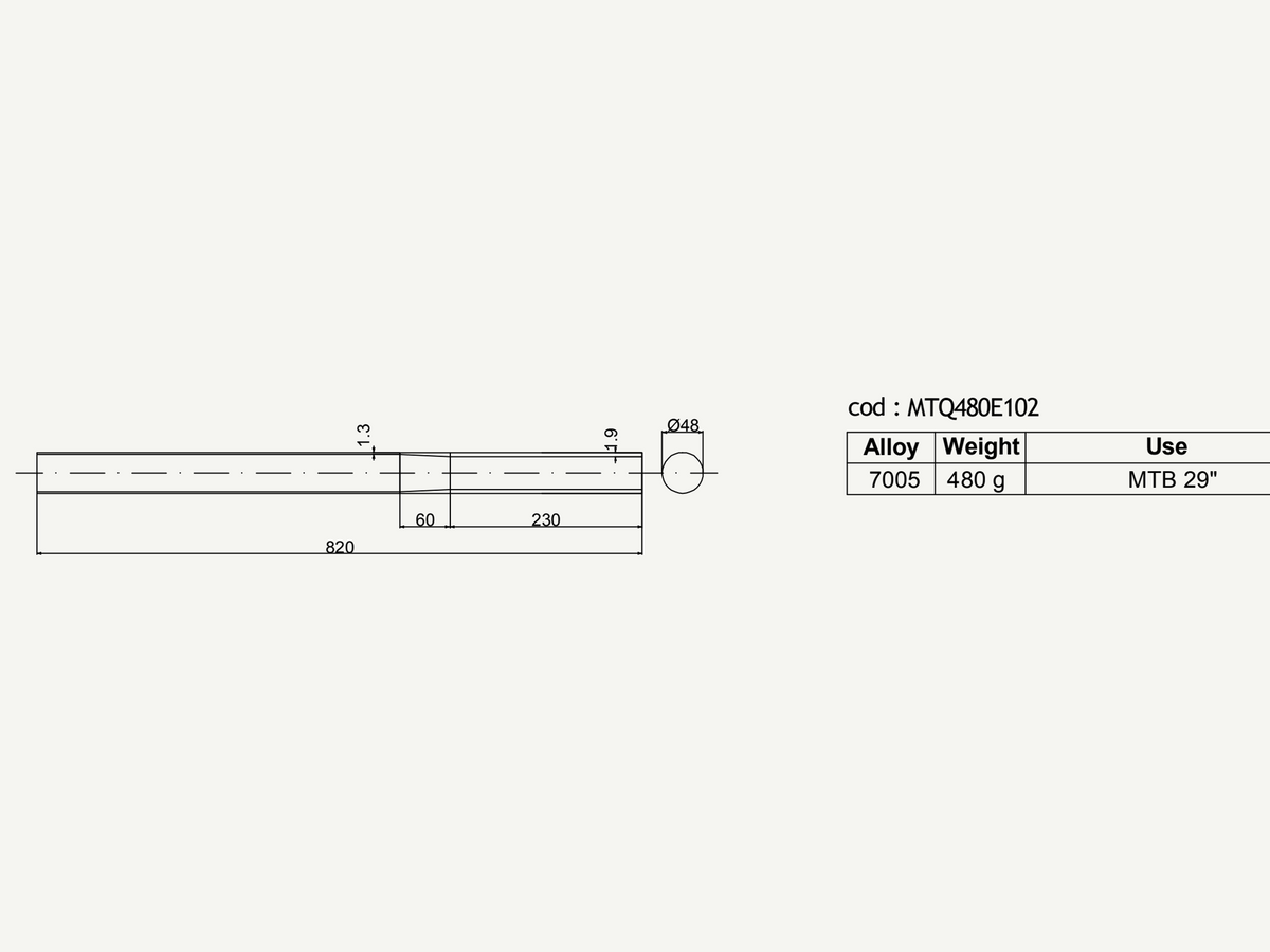 Dedacciai Aluminum Down Tube, 48.0