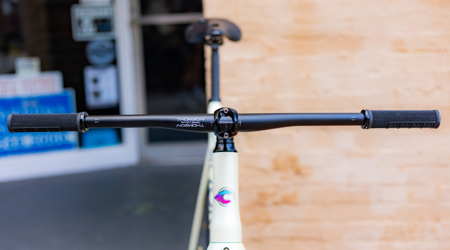 rider's eye view of carbon handlebar