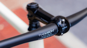 close up image of carbon handlebar on a track