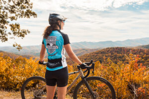 female cyclist on a mountain bike ride