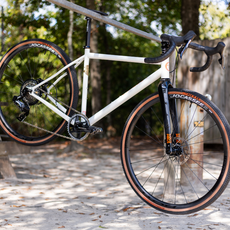 gravel bike hanging up